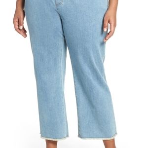 Eileen Fisher Sz 2x Pull On  Cropped Frayed Hem Cotton Blend Jeans Denim Pants